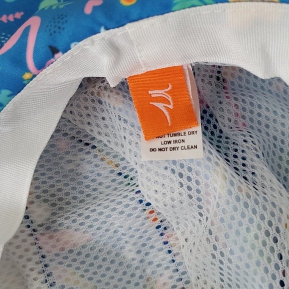 Baby/Toddler Blue Pink Peacock Drawstring Sun Swim Hat - Picture 6 of 7